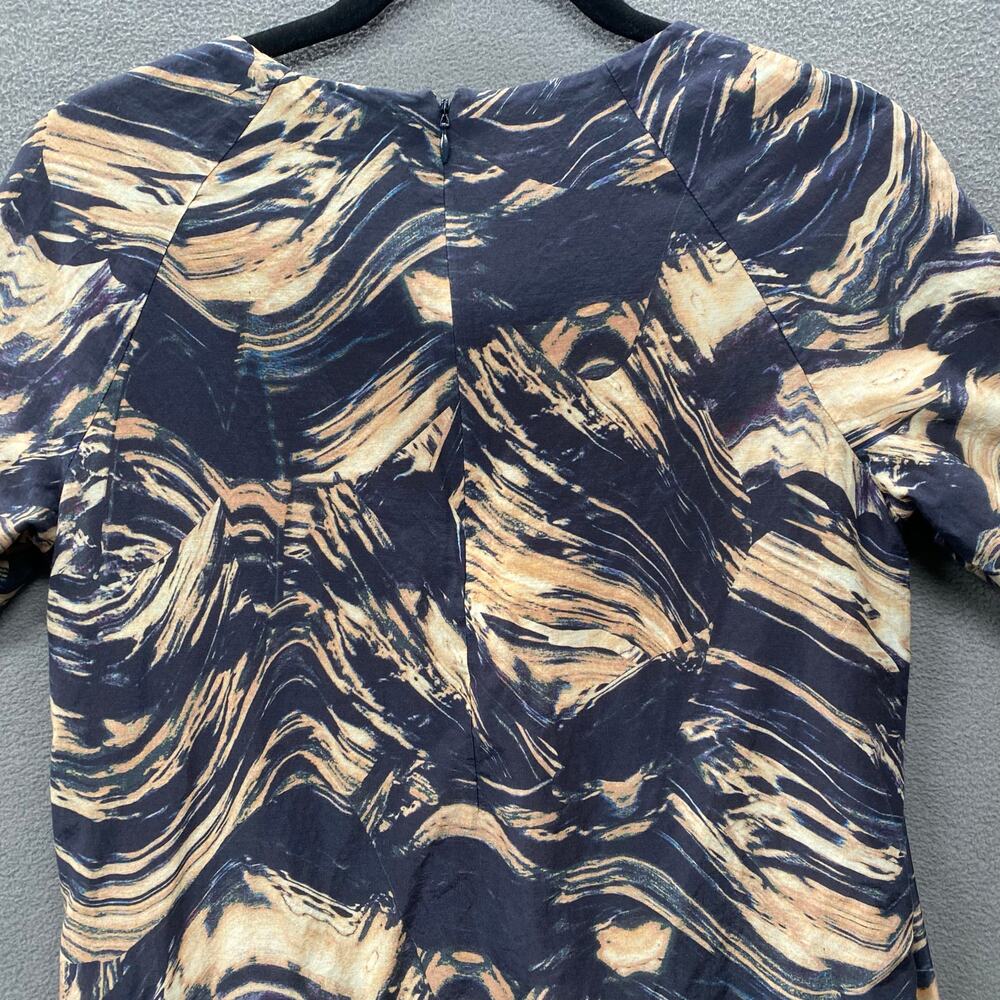 COS Cotton Silk Mod Abstract Artsy Print Sheath Dress Womens 4 Short Sleeve - Picture 5 of 13